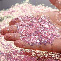 50g Holographic หกเหลี่ยม Paillette Glitter เล็บเงา Aurora Chunky Glitter ผง DIY อุปกรณ์ตกแต่งเล็บ-Shief