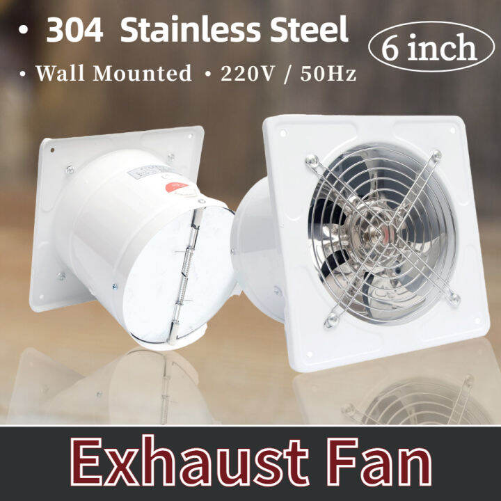 【Ready Stock】6 Inch Bathroom Exhaust Fan 220V 40W 304 Stainless Steel Exhaust Fan IPX2 ...