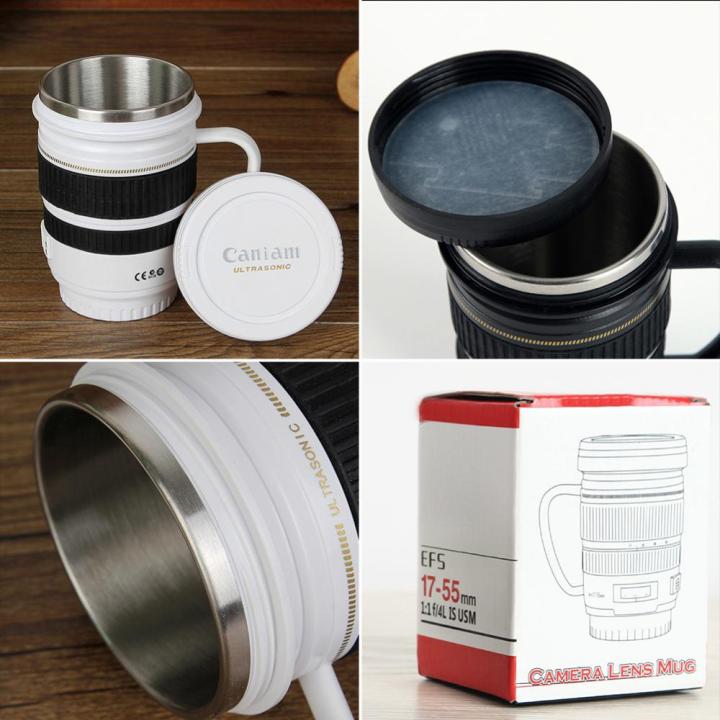 แก้วกาแฟสแตนเลส-mug-lensa-กาแฟสีขาวสีดำถ้วยกาแฟสุดสร้างสรรค์แก้วกระบอกน้ำถ้วยน้ำร้อนของขวัญ