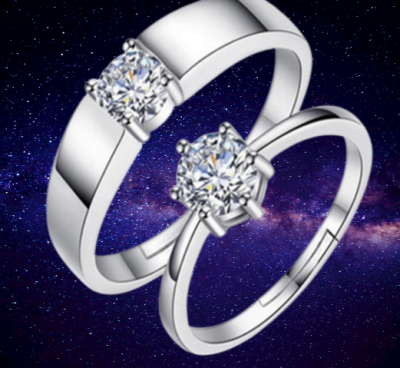 Pimnara Gems แหวนคู่ แหวนคู่รัก เงินแท้ 925 แบบเรียบหรู สวย เฉียบ มีดีไซน์ ประดับเพชรCZ ปรับไซส์ได้ ชายและหญิง รุ่นR-4