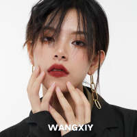 WANGXIY ต่างหูสตั๊ดพู่ยาวสำหรับผู้หญิงเทรนด์ใหม่ต่างหูห่วงพื้นผิวสี่ประสานขั้นสูง