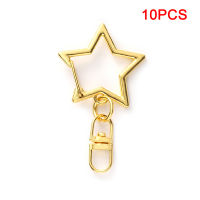 [Buytra] SEN 10pcs Star Pentagram Hollow Key Chain Key Ring DIY Accessories Lobster Clasp