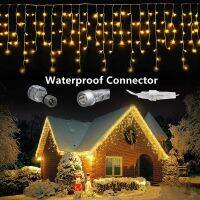 1 Street Garland บนบ้านเครื่องประดับตกแต่งคริสต์มาส LED Festoon Icicle Curtain Light Droop 0.5/0.6/0.7M EU Plug