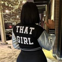 ❇✕☽ Cropped Varsity Jacket Outwear 2023 Baseball Letterman Bomber Jackets That Sporty Coats Streetwear Y2k