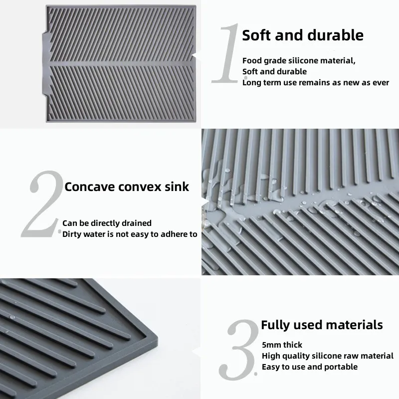 Foldable Insulated Soft Rubber Dishes Protector Sink Mat Table