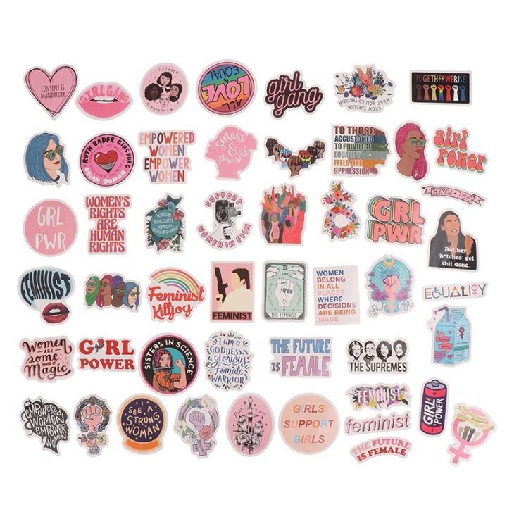50pcs-cartoon-colorful-feminist-cartoon-girls-stickers-for-laptop-phone-skateboard-suitcase-decals-luggage-refrigerator