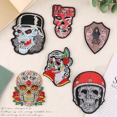 ▼ Skull Patch Big For Clothing Badge Embroidery Embroidered Applique Jackets Iron On Vetement Thermocollant Naszywki Na Ubrania Do