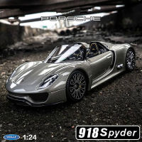 WELLY 1:24ปอร์เช่918 Spyder ล้อแม็กรถสปอร์ตรุ่น D Iecast โลหะของเล่นรถแข่งรุ่นจำลองสูงคอลเลกชันเด็กของขวัญ