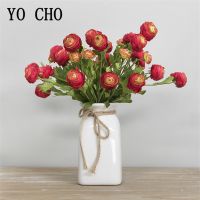 YO CHO Artificial Flowers for Wedding Bouquets 3 Head Artificial Fake Silk Peony Flower Pink Party Garden Home Decoration Flower