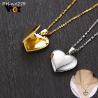 Vnox Light Heart Locket Pendants for Women Men Openable Photo Frame Glossy Stainless Steel Necklaces Family Love Collar