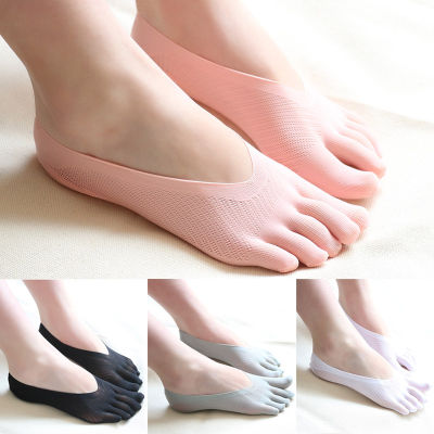 5สีซิลิโคนห้านิ้วถุงเท้าผู้หญิง Ultra-บางอเนกประสงค์แยกนิ้วถุงเท้าปากตื้นเรือถุงเท้า