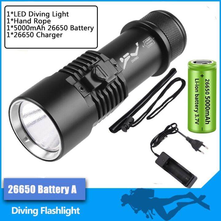 Super Bright Diving Flashlight Xhp70 2 Led Ipx8 Waterproof Rating