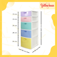 YellowHouse ตู้ลิ้นชัก 5ชั้น ลิ้นชัก ตู้ลิ้นชักพลาสติก ตู้ ตู้รองเท้า กล่อง กล่องเก็บของ กล่องใส่ของ ลายแฟนซีพาสเทล