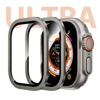 【2 แพ็ค】 กระจกเทมเปอร์ปกป้องหน้าจอ + กรอบโลหะผสมไททาเนียมสำหรับ Apple Watch Ultra 49mm ความคุ้มครองเต็มรูปแบบ Ultra-Thin 9H กระจกเทมเปอร์ป้องกันรอยขีดข่วนฟิล์ม HD สำหรับ iWatch 49mm Protector