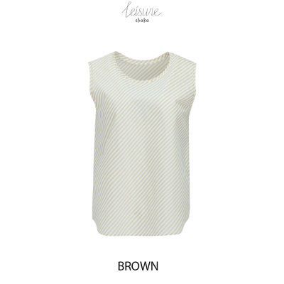 Shaka Leisure AW21 Shinny Stripe Tank Top เสื้อแขนกุด ผ้าลายทางเกรนเฉลียง ต่อขอบคอและขอบแขน BL-L211104