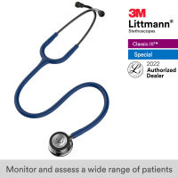 3M Littmann Classic III Stethoscope, 27 inch, #5863 (Navy Blue Tube, Mirror-Finish Chestpiece, Stainless Stem &amp; Eartubes)