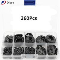 DISSO 260Pcs M2/M2.5/M3/M4/M5//M8/M10/M12 แหวนล็อคฟัน 9ขนาด เหล็ก65Mn Starlock washers Assortment KIT ตัวยึดคลิปความเร็วสูง สีดำสีดำ เครื่องล้างฟันภายใน เครื่องผลิตเครื่องจักร