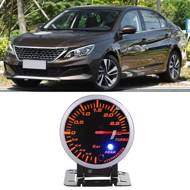 Jauge Turbo Boost Qiilu - 60mm - LED Blanc/Rouge - DC12V - Pour Voiture Modifiée