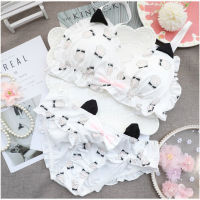 Japanese Lolita Underwear Set Cute Printed Cat Claw Comfortable Rimless Womens Intimates Bra and Panty Set Sweet Girl Student