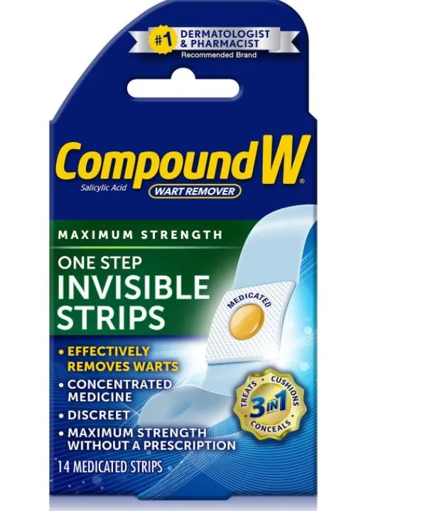 Compound W Wart Warts Remover Maximum Strength One Step Invisible Strip ...