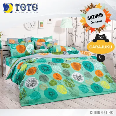 TOTO (ชุดประหยัด) ชุดผ้าปูที่นอน+ผ้านวม ลายฤดูใบไม้ร่วง Autumn Season TT562 สีเขียว #โตโต้ 3.5ฟุต 5ฟุต 6ฟุต ผ้าปู ผ้าปูที่นอน ผ้านวม กราฟฟิก