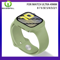 BassPal 2-In-1ชุดสายซิลิโคน + แก้ว + สายรัดเคสสำหรับ Apple Watch 8 7 6 5 4 3 Se 41 40 42 38มม. สร้อยข้อมือเหมาะกับ I Watch Series 45มม. 44มม.