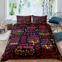 Luxury Bedding Set For Adult Kid Soft Letter Duvet Cover With Pillowcase Single Twin Double Queen King Bed Cover Sets Bedclothes