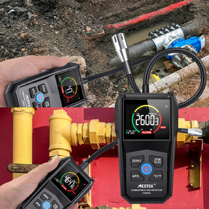 Gas Leak Detector Analyzer LCD Screen Sound Dual Alarm LEL PPM