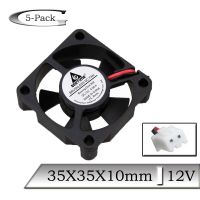 5pcs/lot Gdstime DC 12V 35mm 35x10mm Brushless DC Axial Dual Ball Cooling Fan 35x35x10mm 3.5cm 3D Printer Mini Cooler Fan Cooling Fans