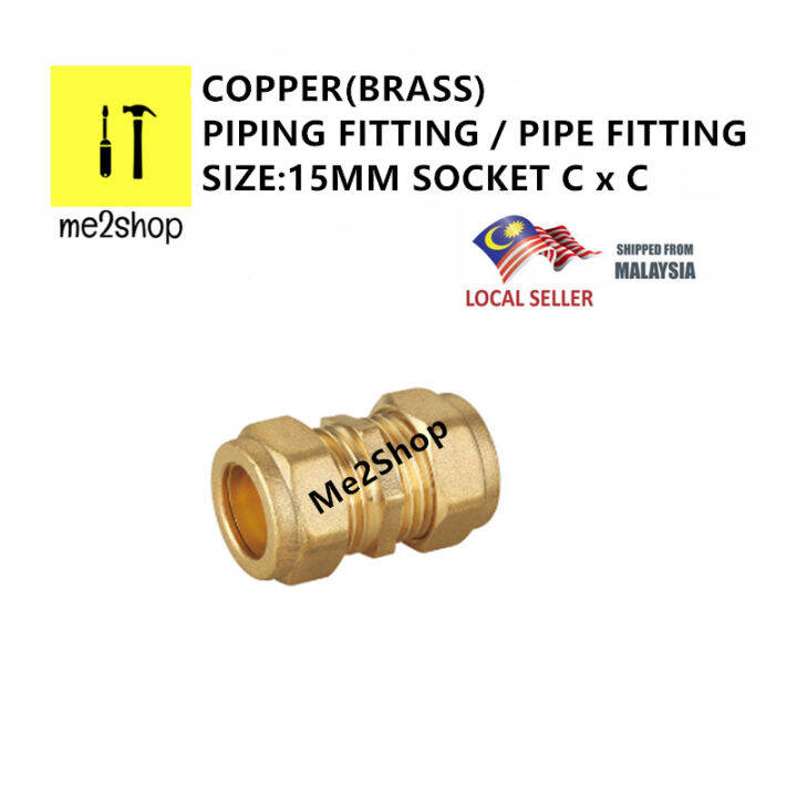 15MM COPPER PIPING FITTINGS /BRASS PIPE FITTINGS (SOCKET C x C (COPPER