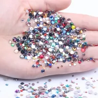 Mixed Colors Non Hotfix Resin Rhinestones 2mm-5mm Mixed Sizes Round Flatback Glue On Stones DIY Nails Garment Supplies Adhesives Tape