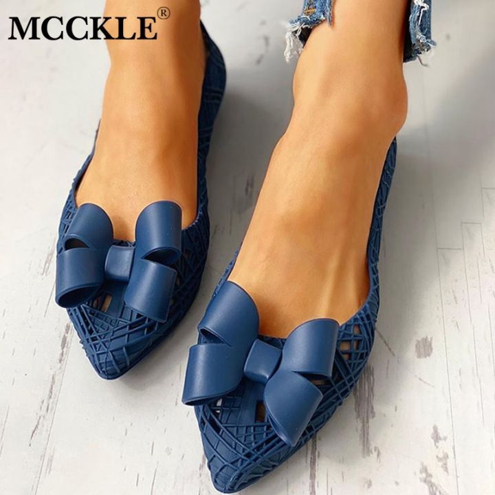 ขายดีที่สุด-ioztt2023-mcckle-jelly-sandals-shoes-woman-bowtie-hollow-out-flats-ladies-loafers-female-footwear-2021