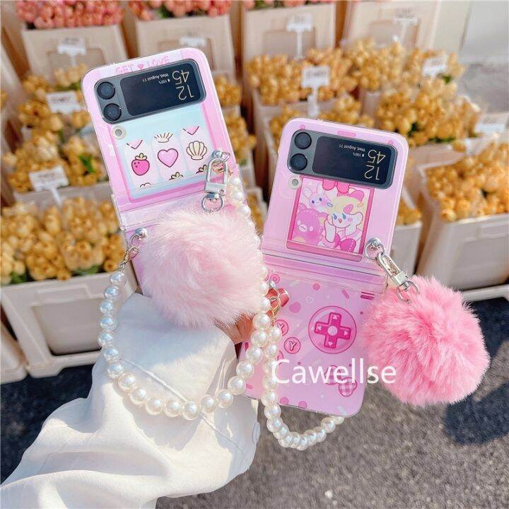 เคสโทรศัพท์มือถือแบบใส-กันกระแทก-ลายการ์ตูนน่ารัก-พร้อมจี้บานพับ-และขาตั้ง-สําหรับ-samsung-galaxy-z-flip-4-z-flip-3-zflip-3-z-flip-4-flip-3