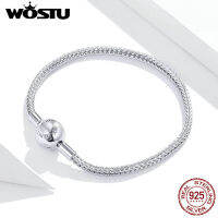 WOSTU 925เงินสเตอร์ลิงPlatinum Plated 17-19ซม.กำไลข้อมือพื้นฐานสำหรับผู้หญิงกำไลข้อมือแบบDIY ZBSCB201