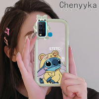 เคส Chenyyka สำหรับ VIVO Y30 Y30i Y50เคสหมวกเสือขอบรูปโบว์เล็กๆน้อยๆมอนสเตอร์เคสนิ่มกันรอยขีดข่วนเคสโทรศัพท์โปร่งใสฝาครอบป้องกันเลนส์กล้องถ่ายรูป TPU ซิลิกาเจล