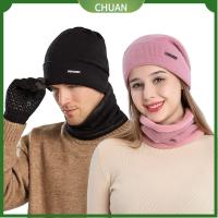 CHUAN กันลม ตุ๊กตา หมวกคู่รัก ผ้าพันคอ หมวกฤดูหนาว หมวกไหมพรมถักอบอุ่น หมวก Unisex