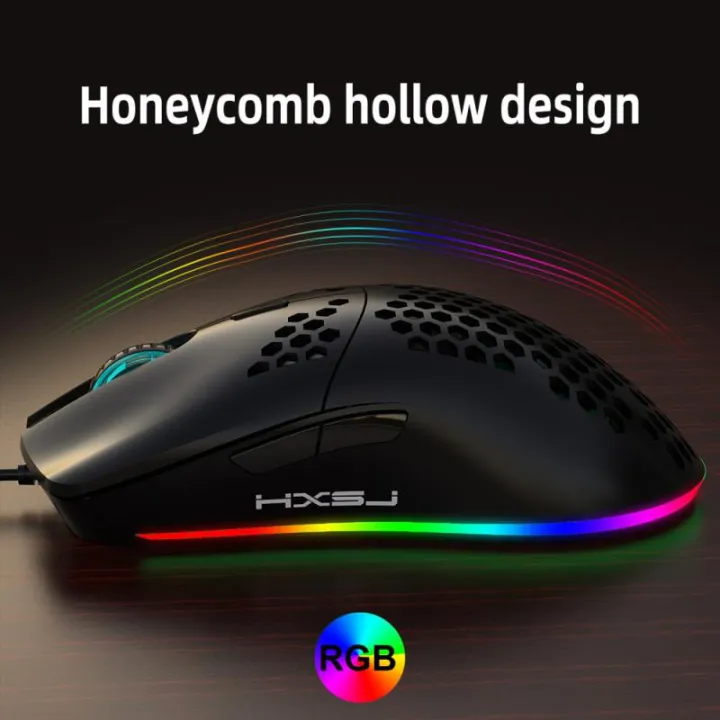 hxsj-j900-usb-สายเมาส์สำหรับเล่นเกม-rgb-gamer-mouses-ที่มีหกปรับ-dpi-รังผึ้งกลวงออกแบบตามหลักสรีรศาสตร์สำหรับสก์ท็อป