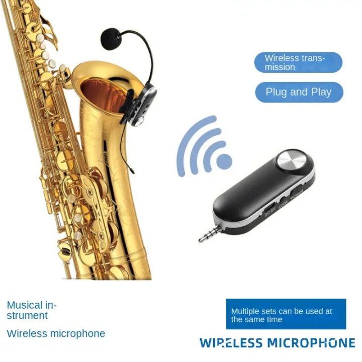 UHF Wireless Clip On Microphone Saxophone Wireless Receiver Transmitter