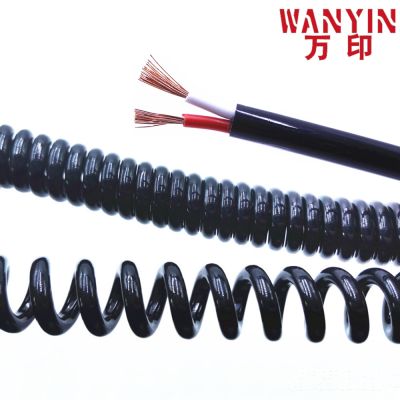 【CW】 quality spring spiral 2 core-3-4-5-6-8-9-10-12 core black telescopic power cord stretchable wire