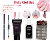 Poly Gel Set ชุดโพลี พร้อมพู่กัน 2 ด้าน + กาว + น้ำยาคลีนซิ่ง + เล็บปลอม 100 ชิ้น