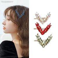 ☑✐﹊ Fashion Solid Color Shining Crystal Hair Clip Retro Geometric V-Shaped Angel Wings Hairpin Women Girls Bangs Ponytail Hairgrip