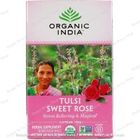 ชาอินเดีย ORGANIC INDIA HERBAL TEA ⭐Tulsi Sweet Rose ไม่มีคาเฟอีน? ชาสมุนไพรอายุรเวทออร์แกนิค 1 กล่องมี18ซอง ชาเพื่อสุขภาพนำเข้าจากต่างประเทศ