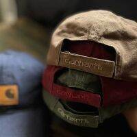 หมวกเบสบอลซักผ้าแบบนิ่มสำหรับผู้ชายและผู้หญิง Carhartt หมวกมาตรฐานหนังย้อนยุคโลโก้ยอดนิยม