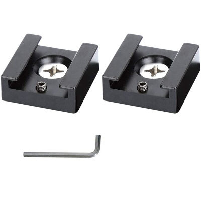 Cold Shoe Mount Aluminum Adapter Bracket Hot Shoe with 1/4 Thread for Camera Cage Flash Shoe Mount(2 PCS)