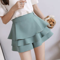 Women Korean Short Ruffled Elastic Waist A- Line Shorts Skirts Lady Solid Color Sexy New Fashion Shorts S-2XL P347