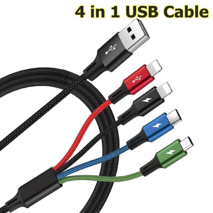 Multi Charger Cable Ft In Multiple Usb Fast Charging Cord Adapter Type C Micro Usb