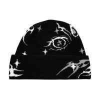 【YD】 Gothic Pattern Wool Knitted Hat Beanie Windproof Warm Mens Hip Hop Grunge Outdoor