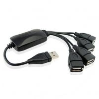 ♚✁ Black 4 Port USB 2.0 480Mbps Mini High Speed Cable Hub Hubs for Notebook Laptop PC