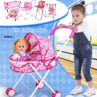 Doll House Accessories Lifelike 31CM Baby Doll For Girls Stroller Play House Simulation Furniture Toy Pretend Play Toy Dollhouse