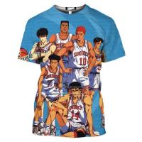 ทีมบาสเกตบอล ญี่ปุ่นร้อนอะนิเมะ Slam Sakuragi Dunk 3d พิมพ์เสื้อยืดผู้ชายฤดูร้อนเสื้อยืดลำลองพลัสขนาด Xs-5xl 2023 new popular